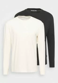 YOURTURN 2 PACK UNISEX - T-shirt à manches longues Garantie De Qualité 100% t shirt Col rond all -Tenue Fine b889682e7e674a098bf1fe1fcfe3bbd3